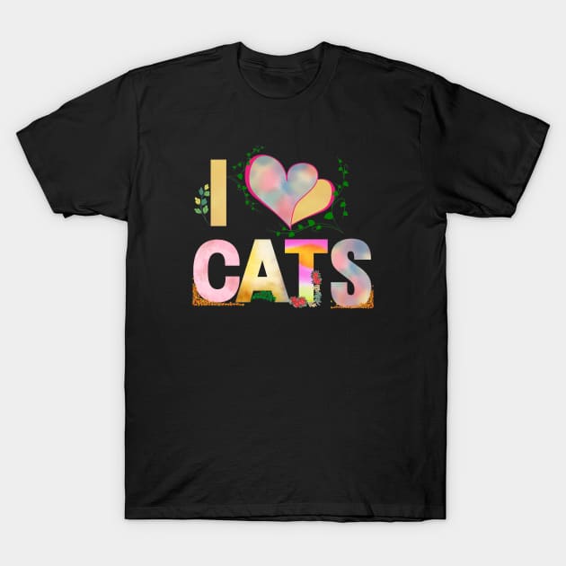 I love cats- watercolor T-Shirt by Mr.Dom store